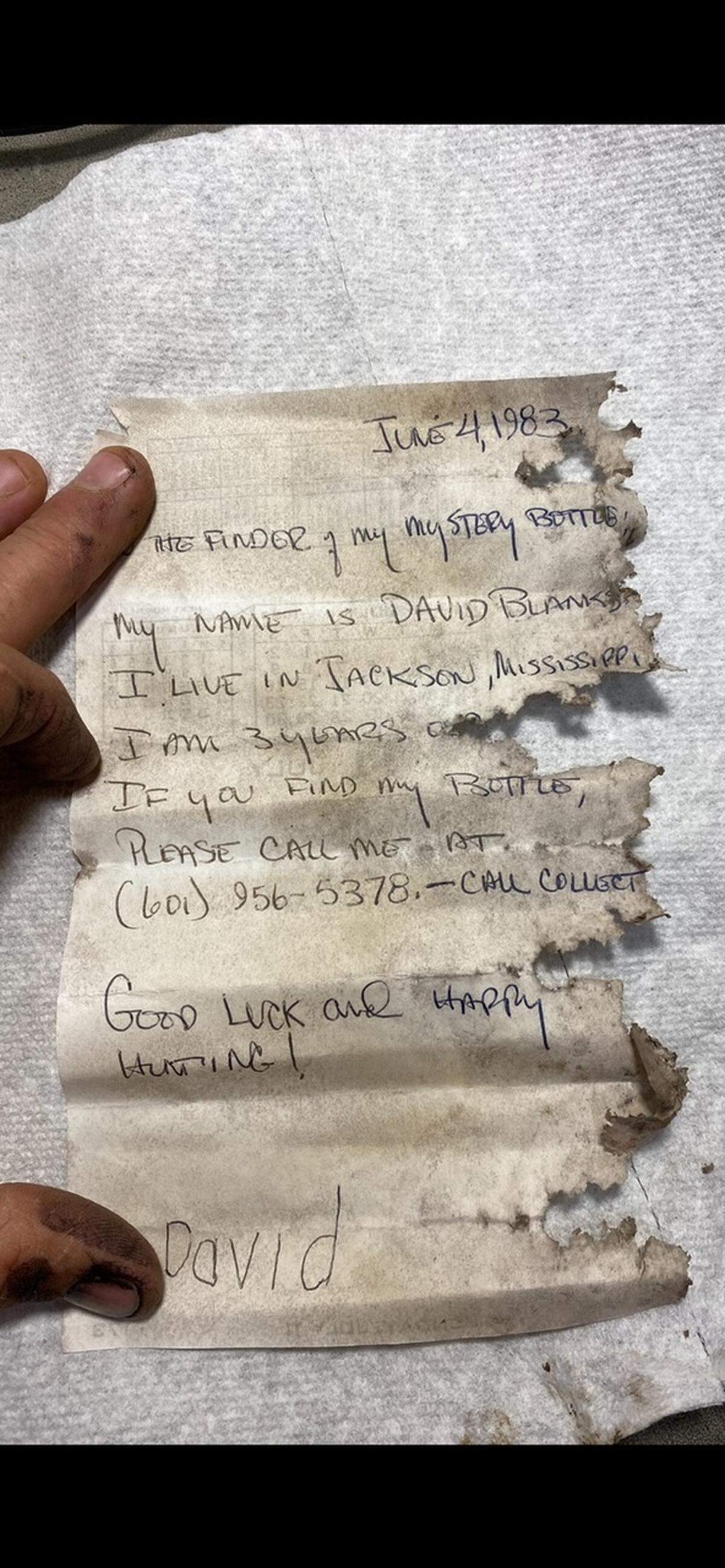 While boating on the Pearl River Monday, retired principal Jeremy Weir found a forty year old message inside of a Grolsch beer bottle.
