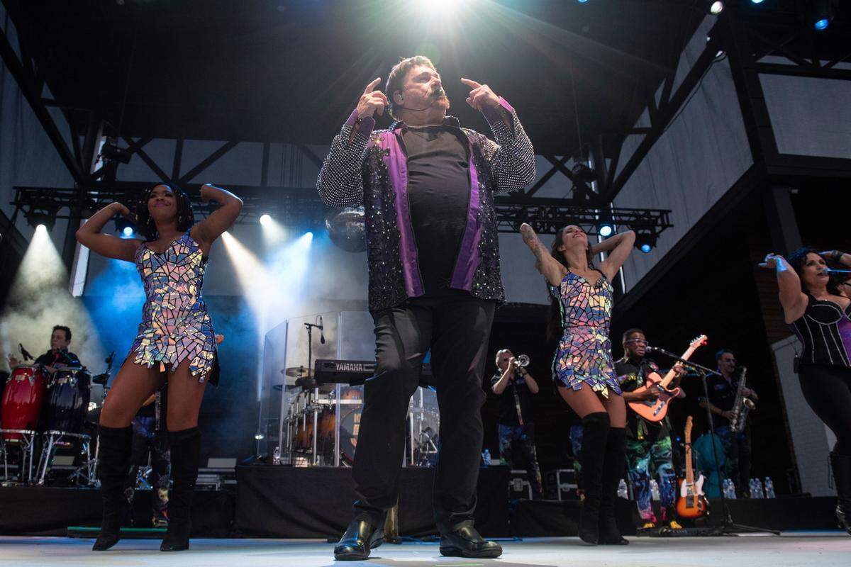 KC and The Sunshine Band performs at the inaugural show at The Sound Amphitheater in Gautier on Friday, April 12, 2024.