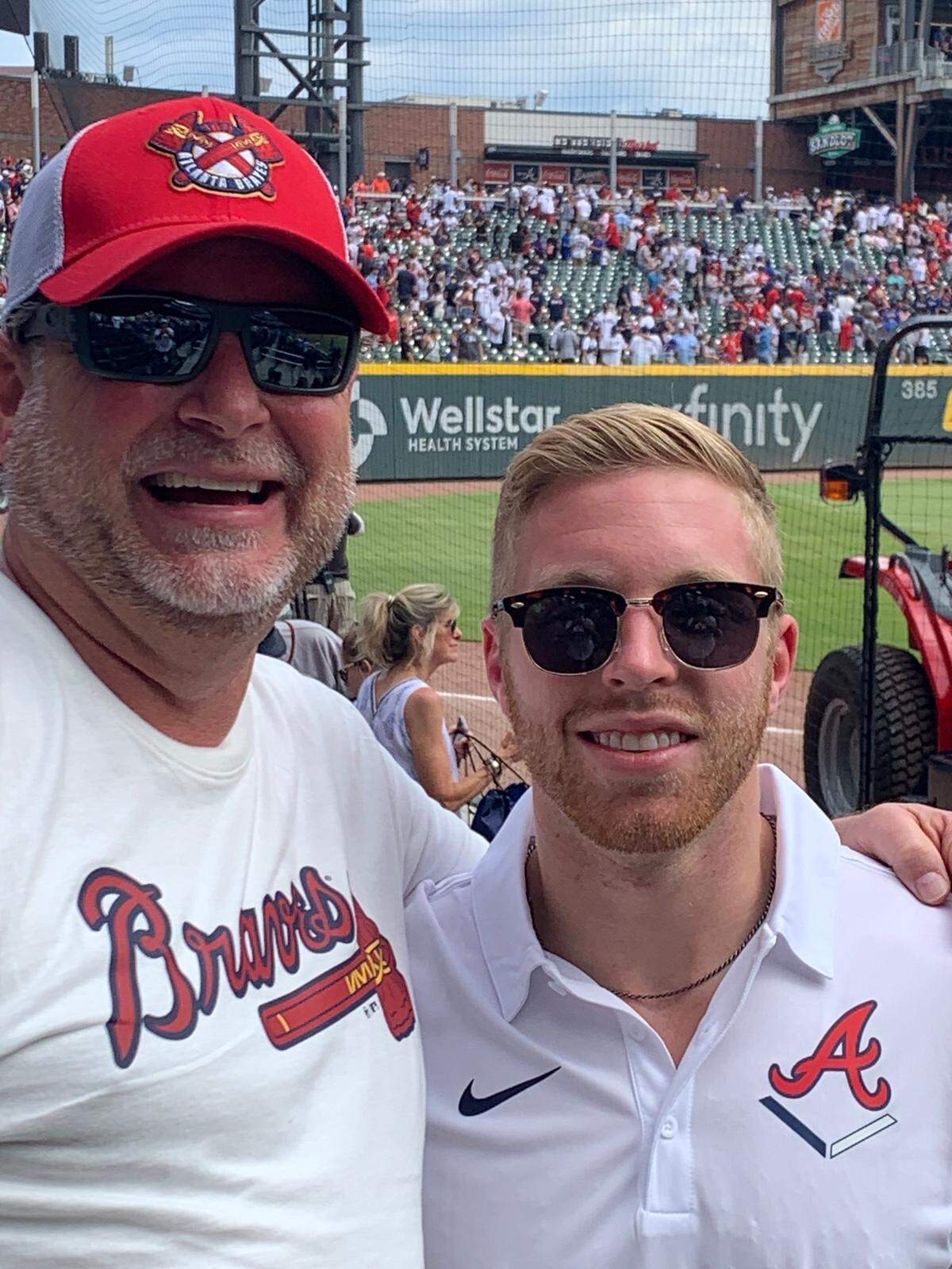 Shelton Tillery and his father at an Atlanta Braves game.