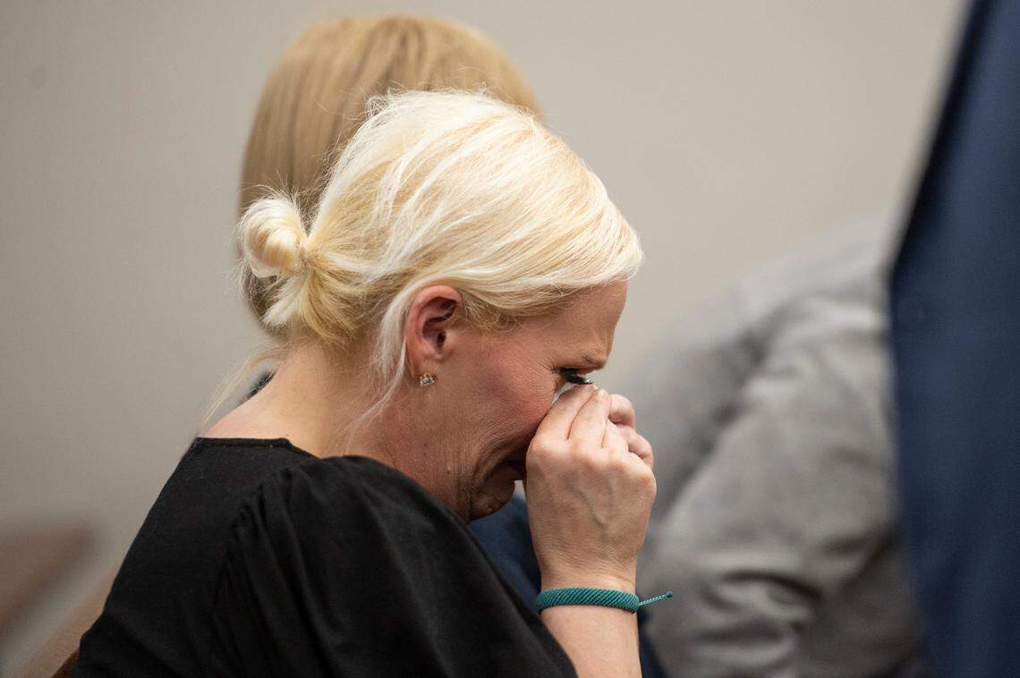 Dalliance Ross, Kirkland’s daughter, reacts as her father is sentenced to 35 years in prison during a trial for sexual abuse charges in Harrison County Court on Wednesday, May 18, 2022.