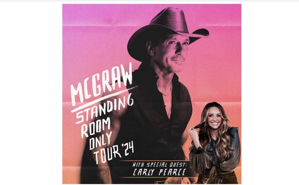 Tim McGraw and Carly Pearce will perform at the Coast Coliseum in Biloxi.