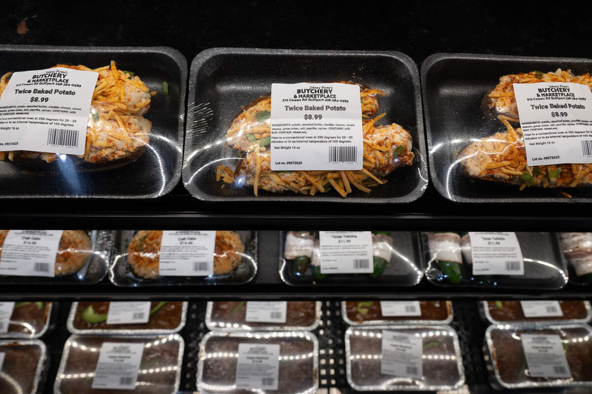 Premade meals are displayed at Johnny Pizmo’s Butchery and Marketplace in Gulfport on Wednesday, Sept. 10, 2025.