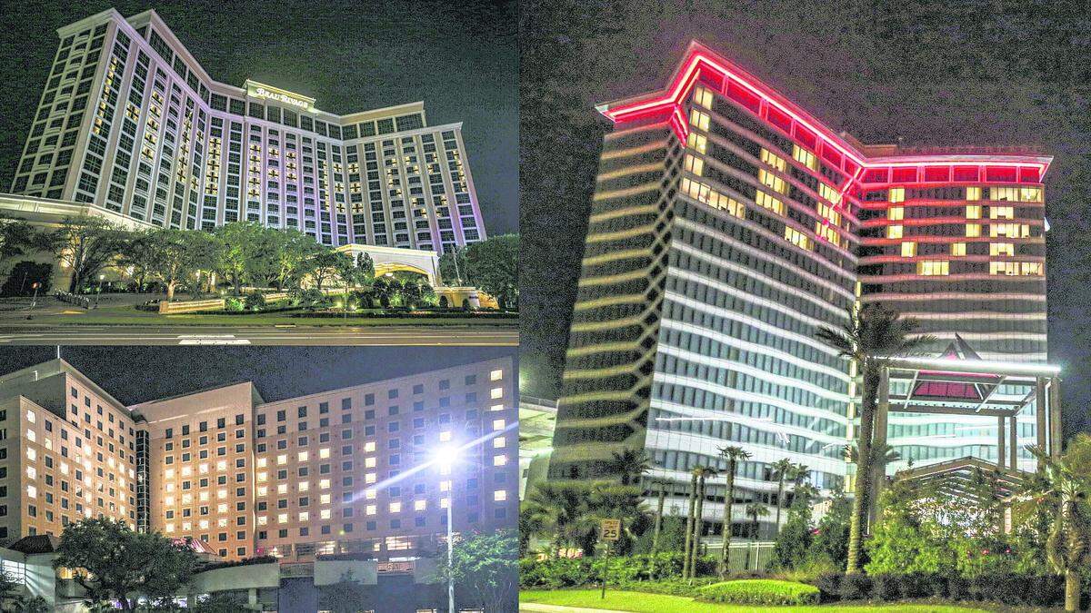 The Beau Rivage Resort & Casino, Harrahs Gulf Coast and Scarlet Pearl lit their hotels with well wishes for South Mississippi residents amid the coronavirus pandemic in 2020.