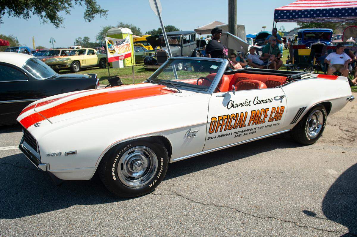 A Chevrolet Camaro that was designed as a pace car for the Indianapolis 500 at Cruisin’ The River City in Moss Point during Cruisin’ The Coast on Tuesday, Oct. 8, 2024.