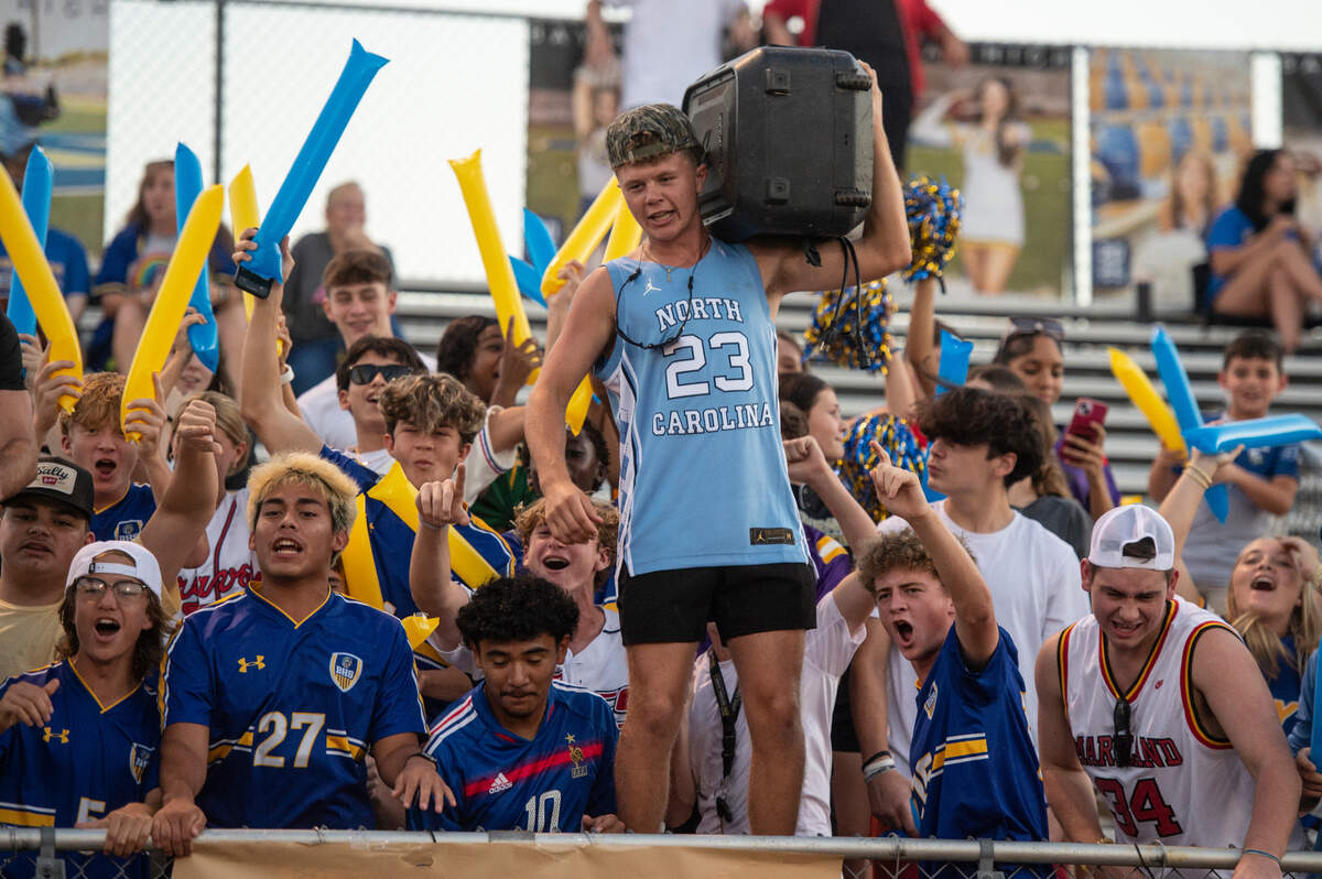 The Bay High student section cheers during a game between Bay High and Long Beach at Tiger Stadium in Bay St. Louis on Friday, Sept. 13, 2024.