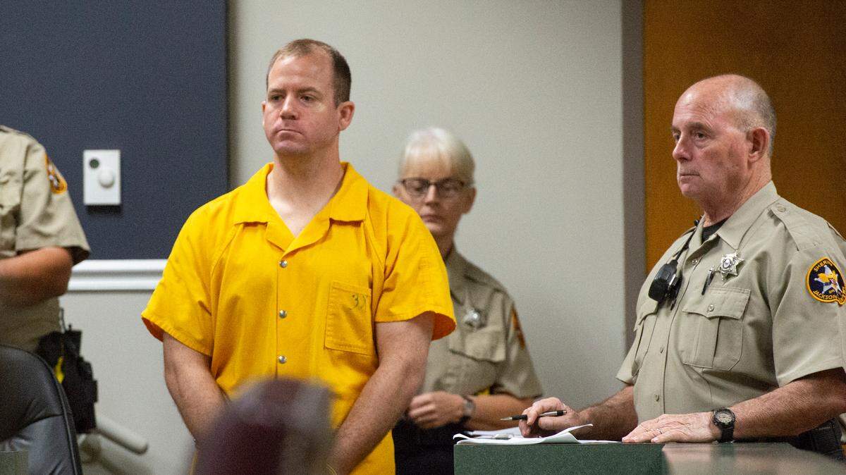 Former Ocean Springs High School teacher James Hawkins appears at a probable cause hearing at Jackson County Circuit Court in Pascagoula on Tuesday, Dec. 5, 2023. Hawkins is facing one count of sexual battery for having a sexual relationship with a student.