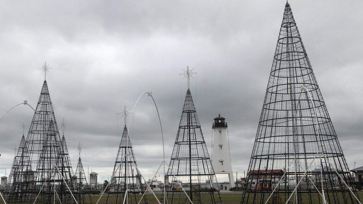 JOHN FITZHUGH/SUN HERALD 
 Christmas trees and other lighted decorations are filling Jones Park for Gulfport's Harbor Lights Winter Festival planned from Nov. 27-Jan. 3 at Jones Park and the harbor.
