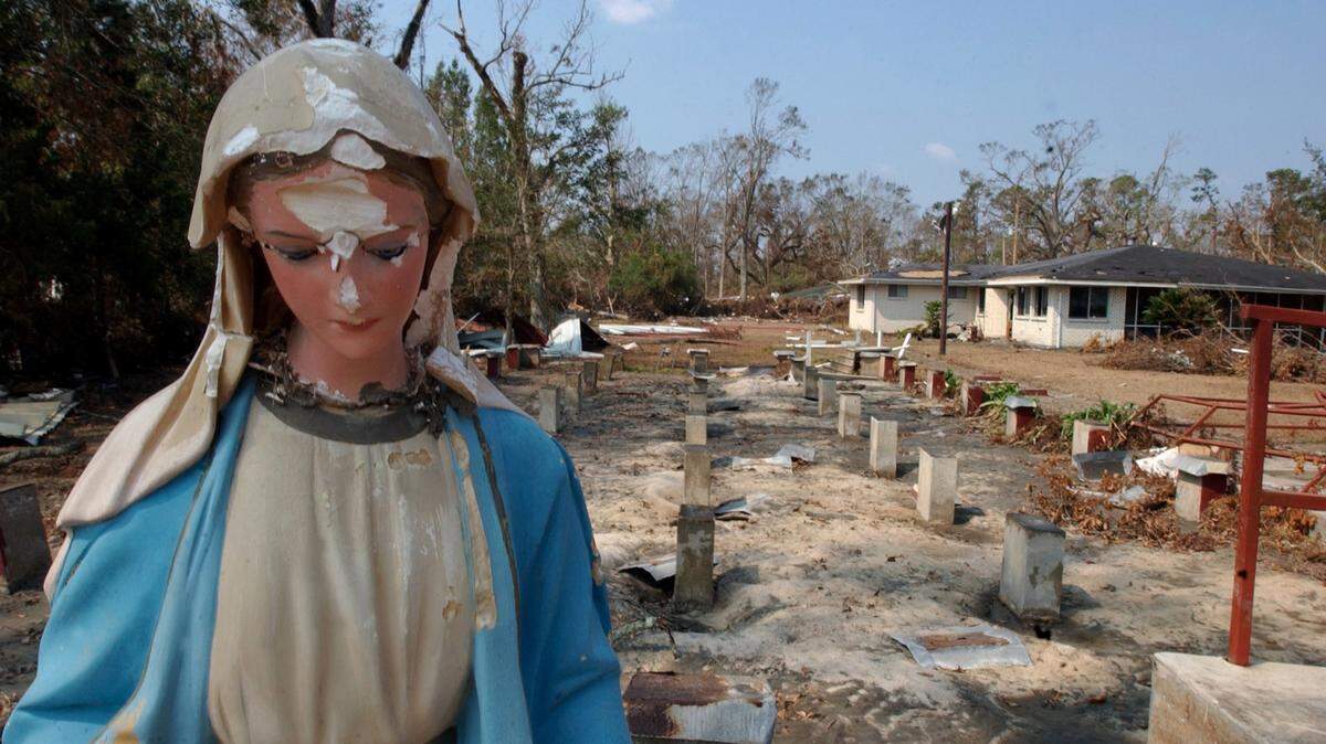 The St. Thomas Catholic Church in Pearlington was washed away from the flood surge of Hurricane Katrina as it passed over their church which is located near the Pearl River by the Louisiana state line where the eye of the hurricane passed over on Monday August 29, 2005.