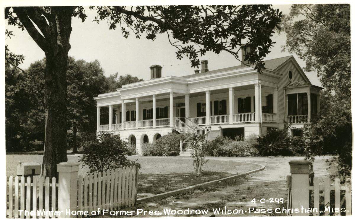 President Woodrow Wilson and his family came to Pass Christian for a 1913-14 winter holiday vacation. He stayed at the antebellum Beaulieu, which after his visit became known as the Dixie White House. The historic home was badly damaged in 1969’s Hurricane Camille and was torn down.
