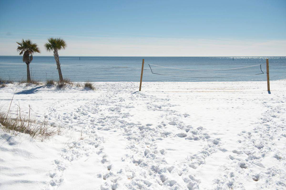 There were no takers for snow volleyball Wednesday, Jan. 22, 2025, a day after a rare snowstorm buried South Mississippi.