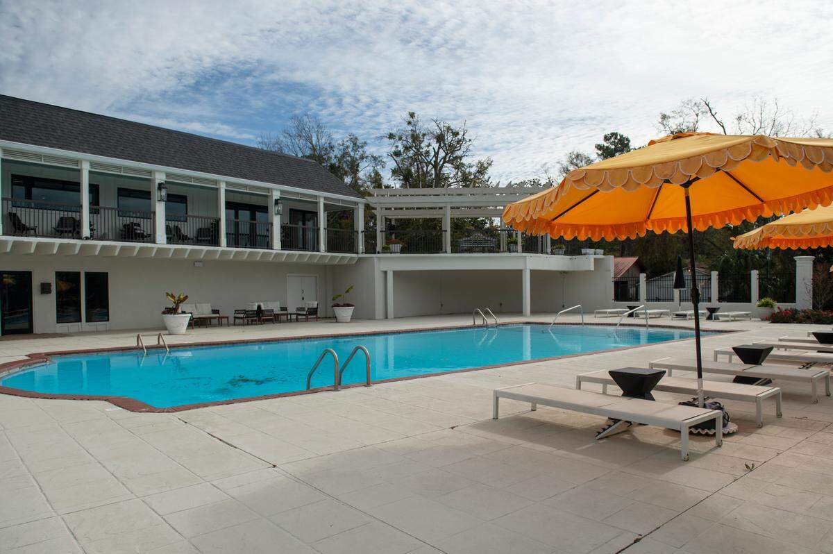 The pool deck at the newly renovated Gulf Hills Hotel and Resort in Ocean Springs on Thursday, Jan. 11, 2024. According to the hotel’s current owners, the pool is allegedly the oldest in Mississippi.