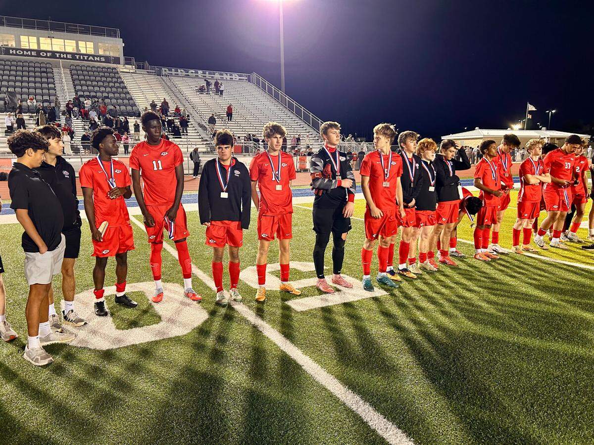 Biloxi receives its runner-up medals after falling to Madison Central in the 7A state championship game on Feb. 20, 2026.