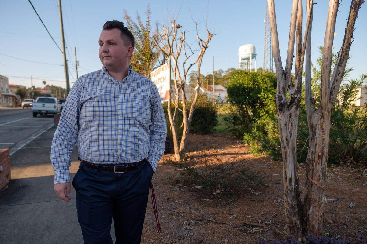 Jacob Cochran, a candidate for alderman at large in Poplarville, explains his plans for improving downtown contingent on his victory. Cochran lost the run-off to Daniel Brown in an unofficial count of 204 to 114 votes on Tuesday, Oct. 13, 2020.