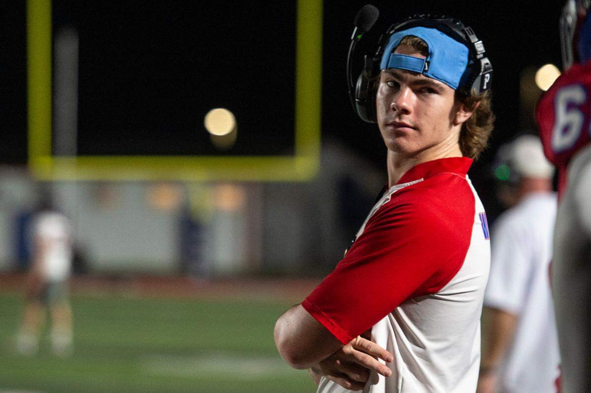 Pass Christian student coach and former quarterback Will Weatherly during a game between Pass Christian and St. Stanislaus at Francis McDonald Stadium in Pass Christian on Friday, Sept. 20, 2024.