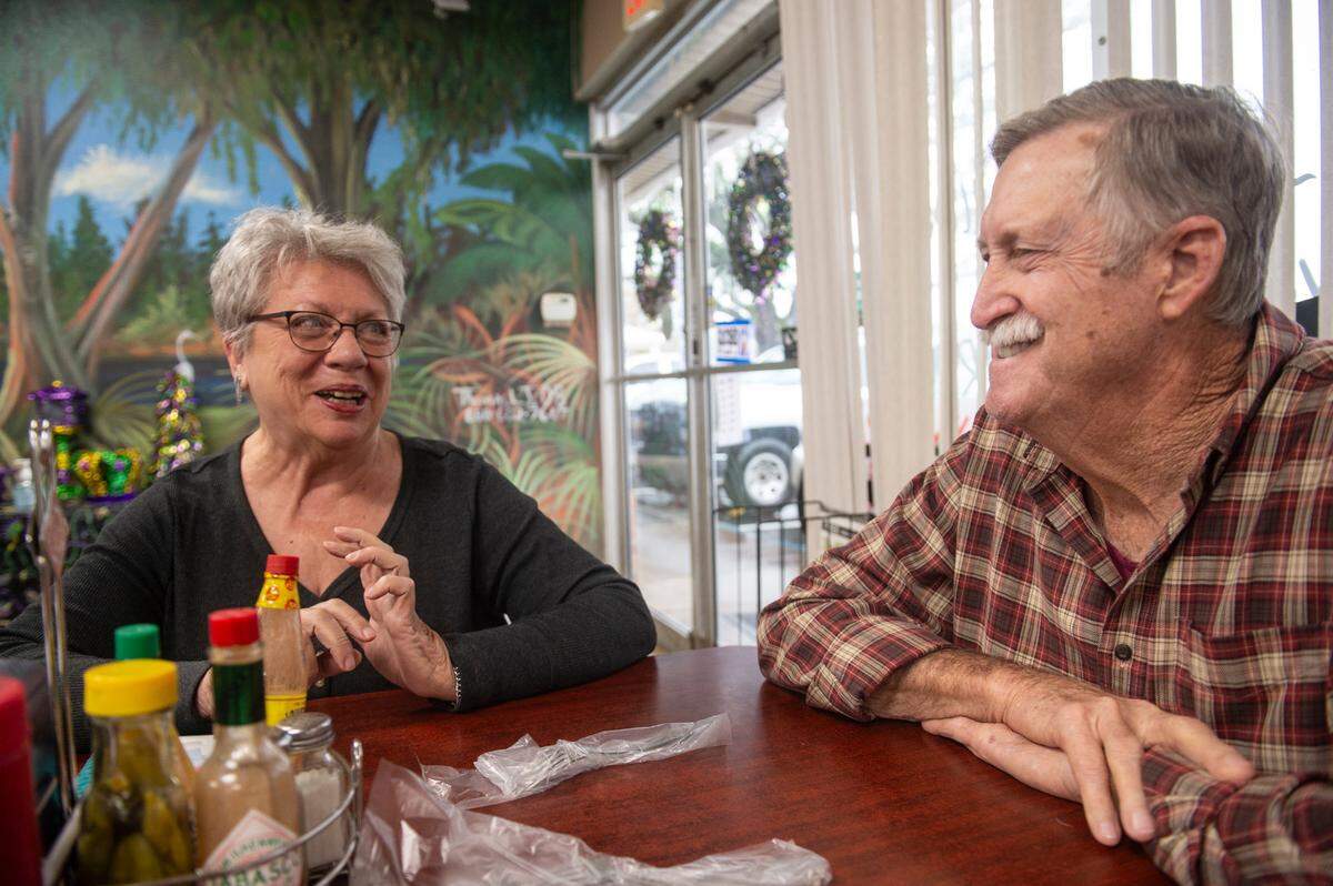 Daniel “Danny” Chauvin, also known as the “Honey Do Dude”, has lunch with his friend Barbara Kelton at Da Kitchen Too in Waveland on Thursday, Jan. 25, 2024. Chauvin met Kelton when Kelton responded to Chauvin’s Facebook post offering free handiwork.