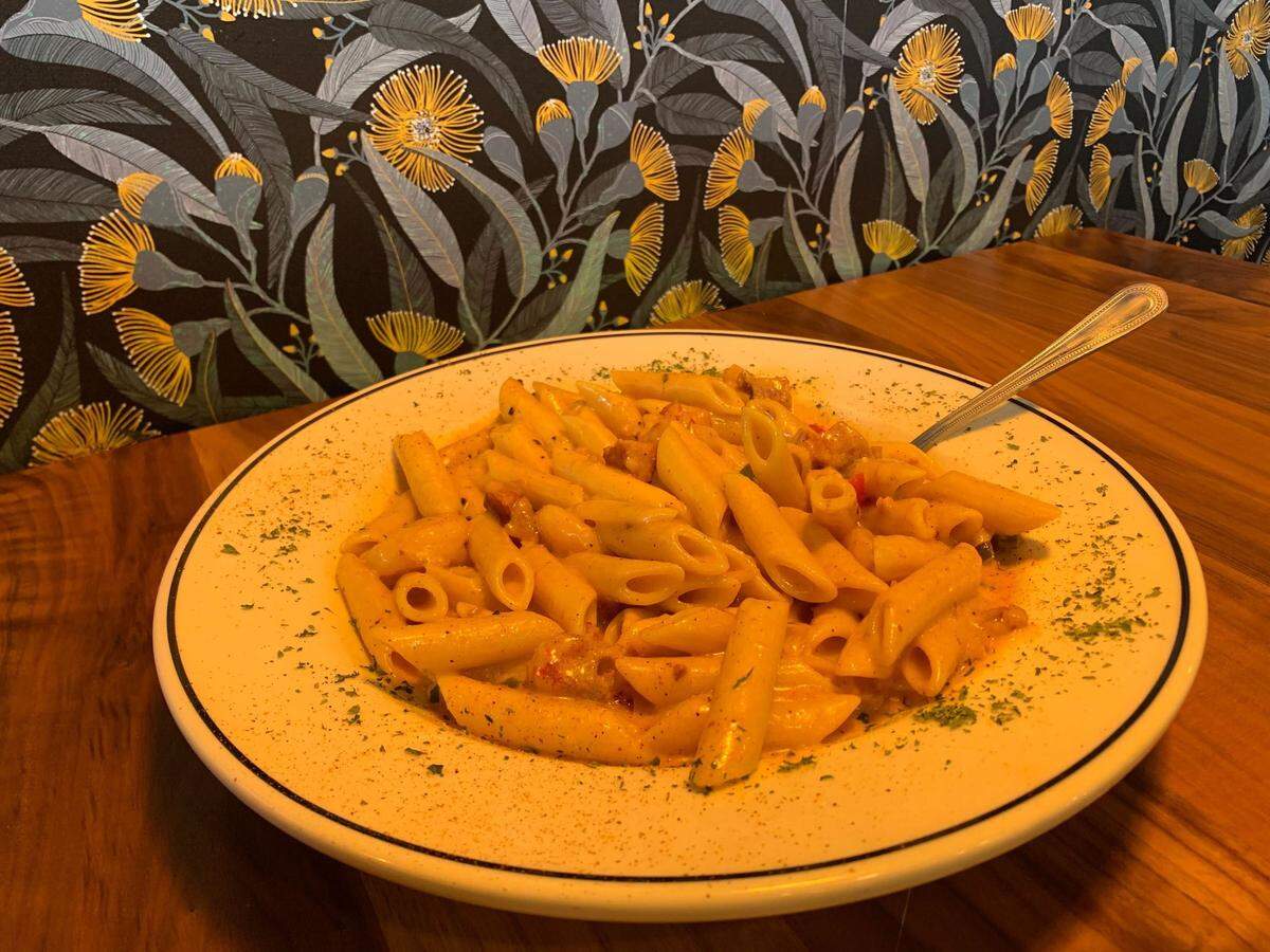 The cajun seafood pasta at Sleepy Bear Food and Drink in Wiggins, Mississippi.
