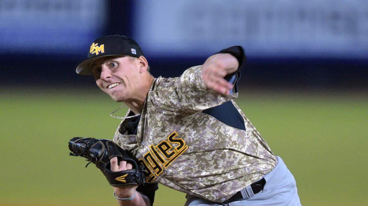 GLENN ANDREWS/SPECIAL TO THE SUN HERALD 
 Southern Mississippi pitcher Kirk McCarty (8) pitched the Golden Eagles past Western Kentucky on Saturday.