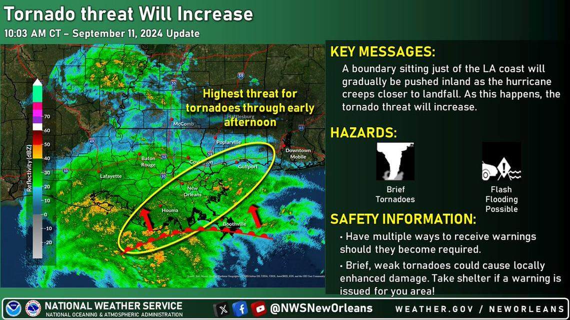 South MS under tornado watch; forecasters warn Hurricane Francine could unleash twisters