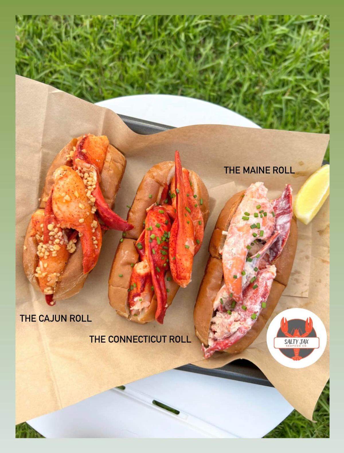 There are three lobster rolls on the menu at the Salty Jax Seafood Co. food truck.