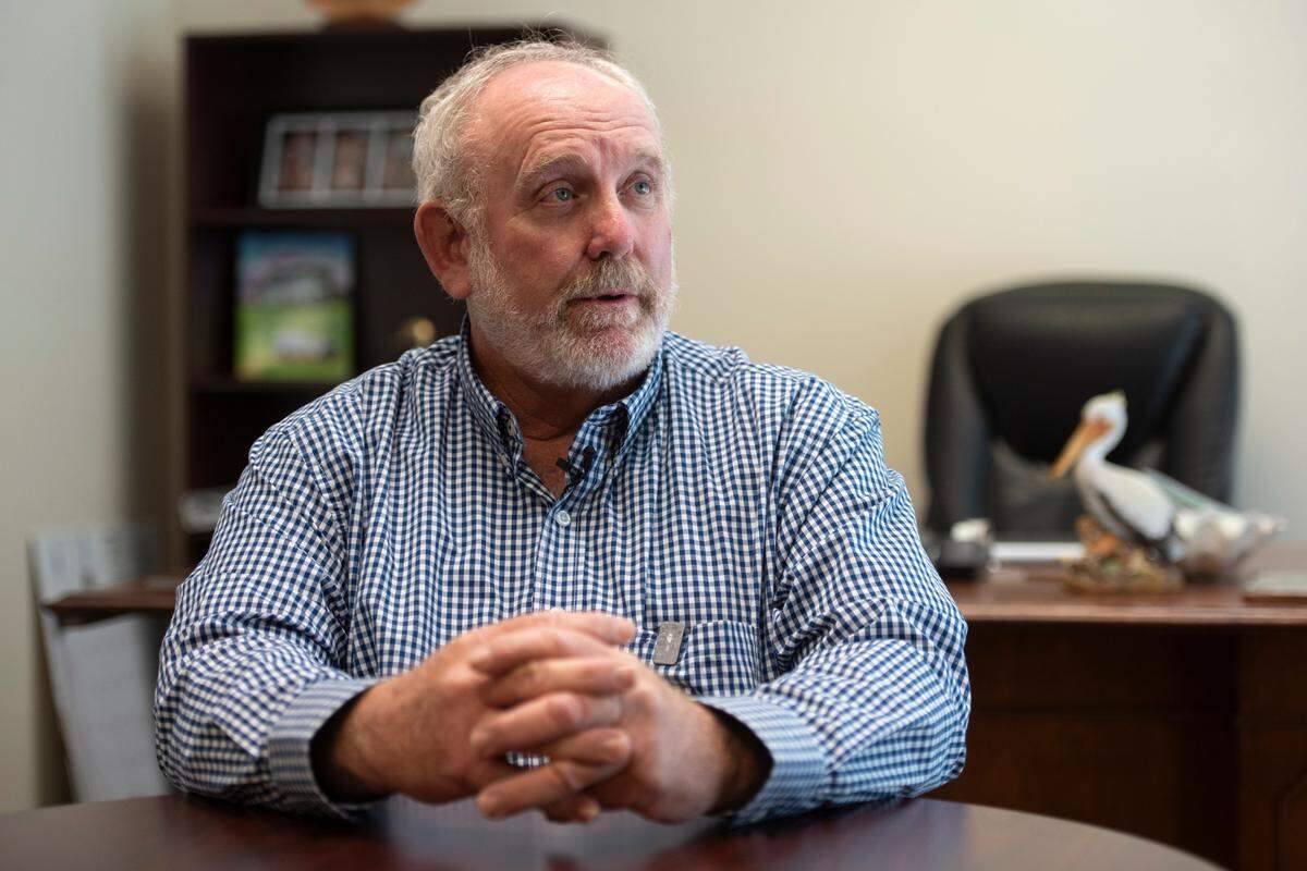Public Service Commissioner Wayne Carr speaks to the press in his office in Biloxi on Wednesday, Sept. 18, 2024, about a billing error with Coast Electric.