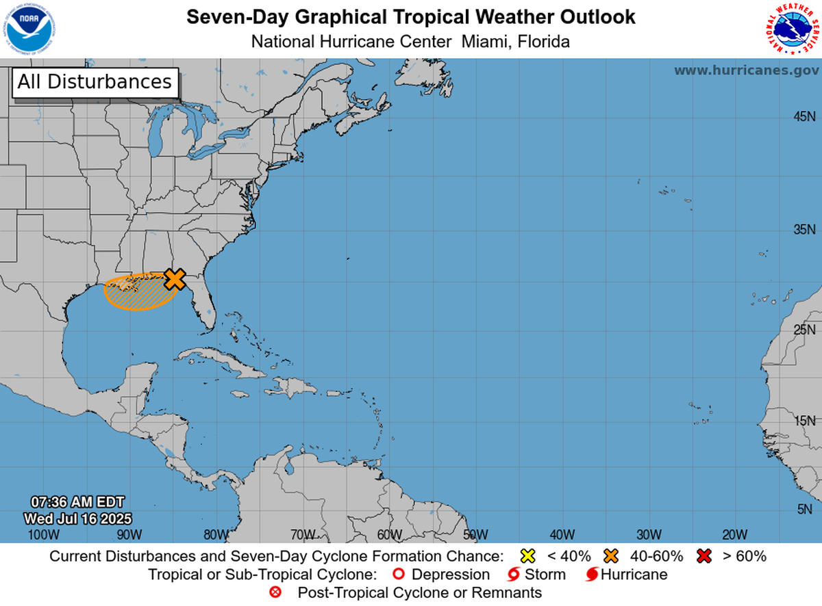 The National Hurricane Center is tracking a disturbance expected to bring heavy rain to Louisiana and Mississippi.