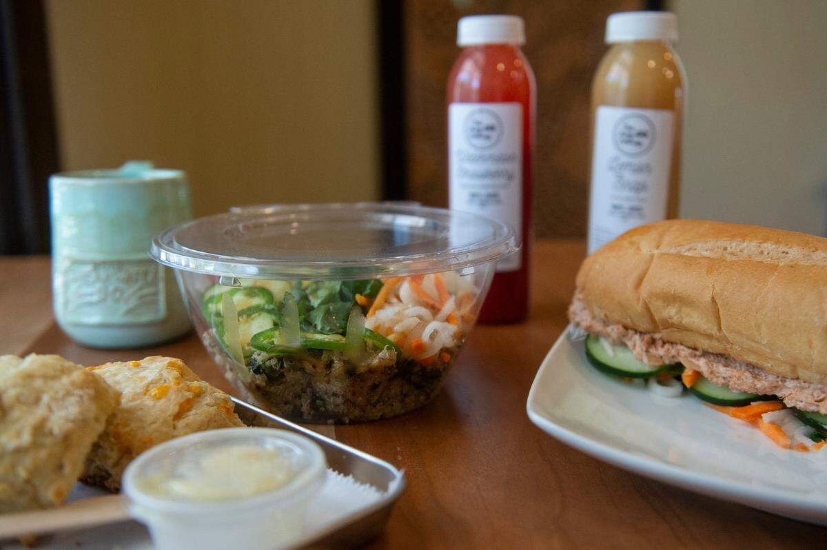 Menu options including the quinoa bowl, center, at The Traveler, a new extension to the Walter Anderson Museum of Art, in Ocean Springs on Wednesday, April 16, 2025.