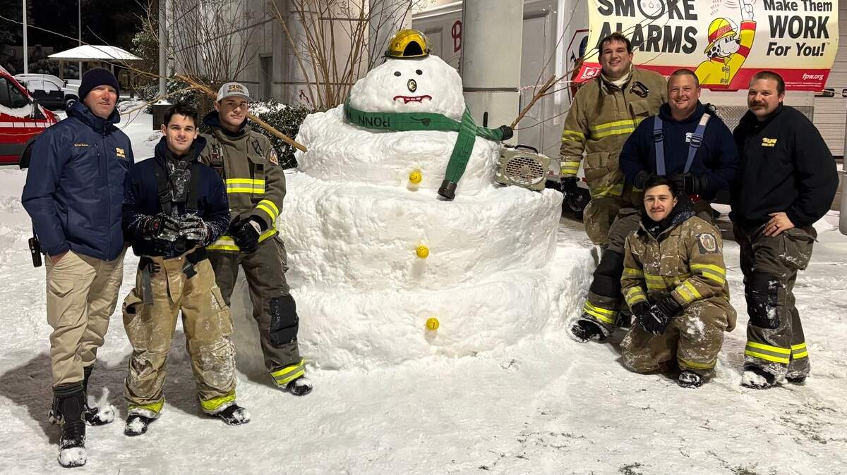 Rick Allen sent in a photo of the Biloxi Fire Department Main Station Crew posing with their snowman, “Frosty the Fireman”.