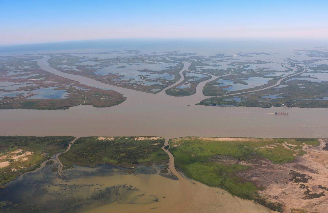 The Mississippi River drains water from 41% of the country into the Gulf of Mexico at the delta, seen in southern Louisiana on June 7.