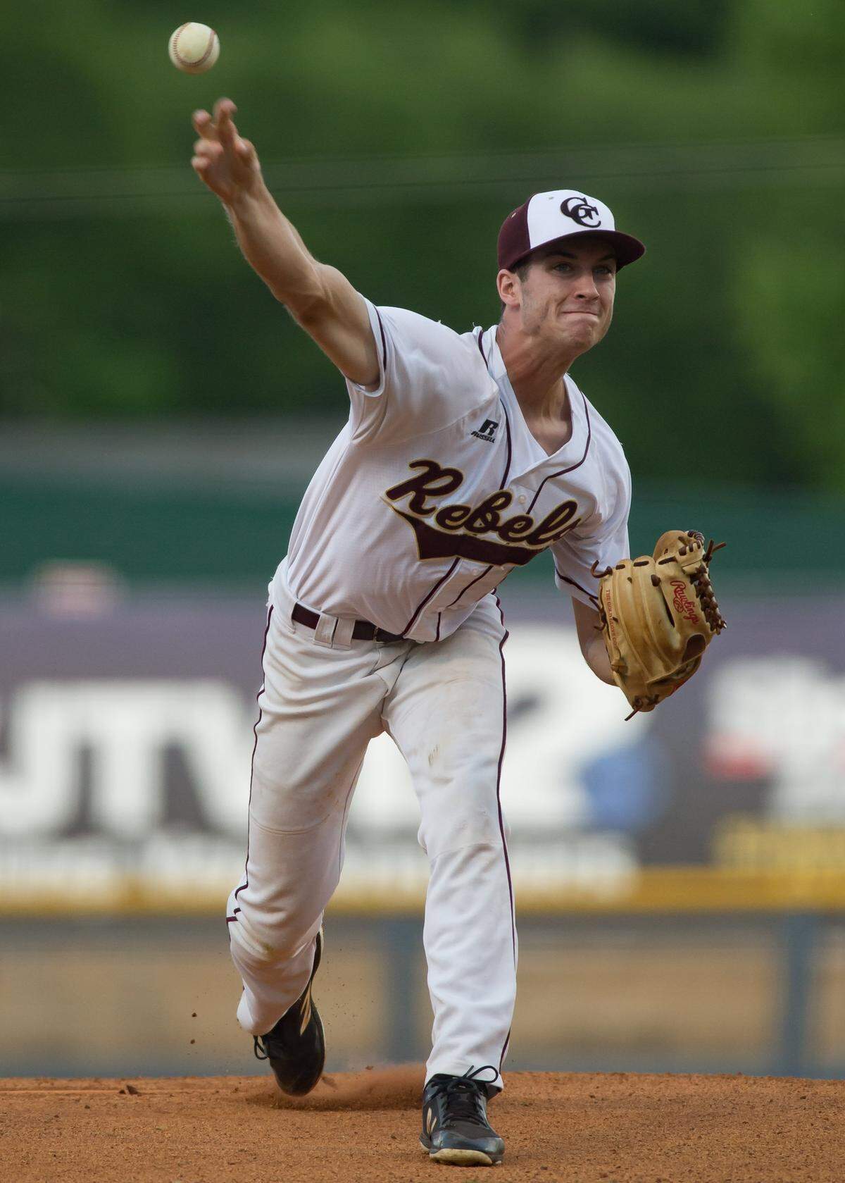 George County pitcher Trevor McDonald delivers against DeSoto Central in the MHSAA 6A Baseball Championships held at Trustmark Park Thursday May 17, 2018.(Bob Smith)