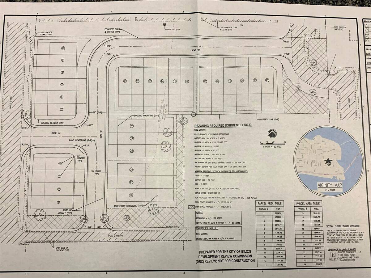 Plans provided by the Pickering Firm show the layout of rental townhouses proposed in East Biloxi.