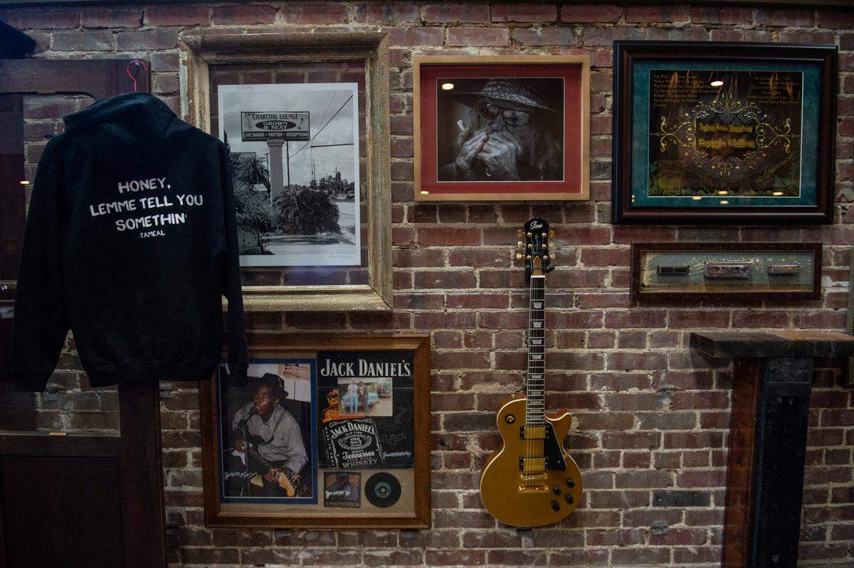 The walls of Ground Zero Blues Club are lined with memorabilia from various musicians and concerts.