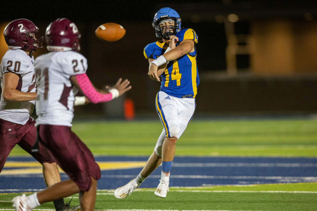 Resurrection quarterback Max Askew throws a pass during a game against Richton at Gautier High School in Gautier on Friday, Oct. 14, 2022.