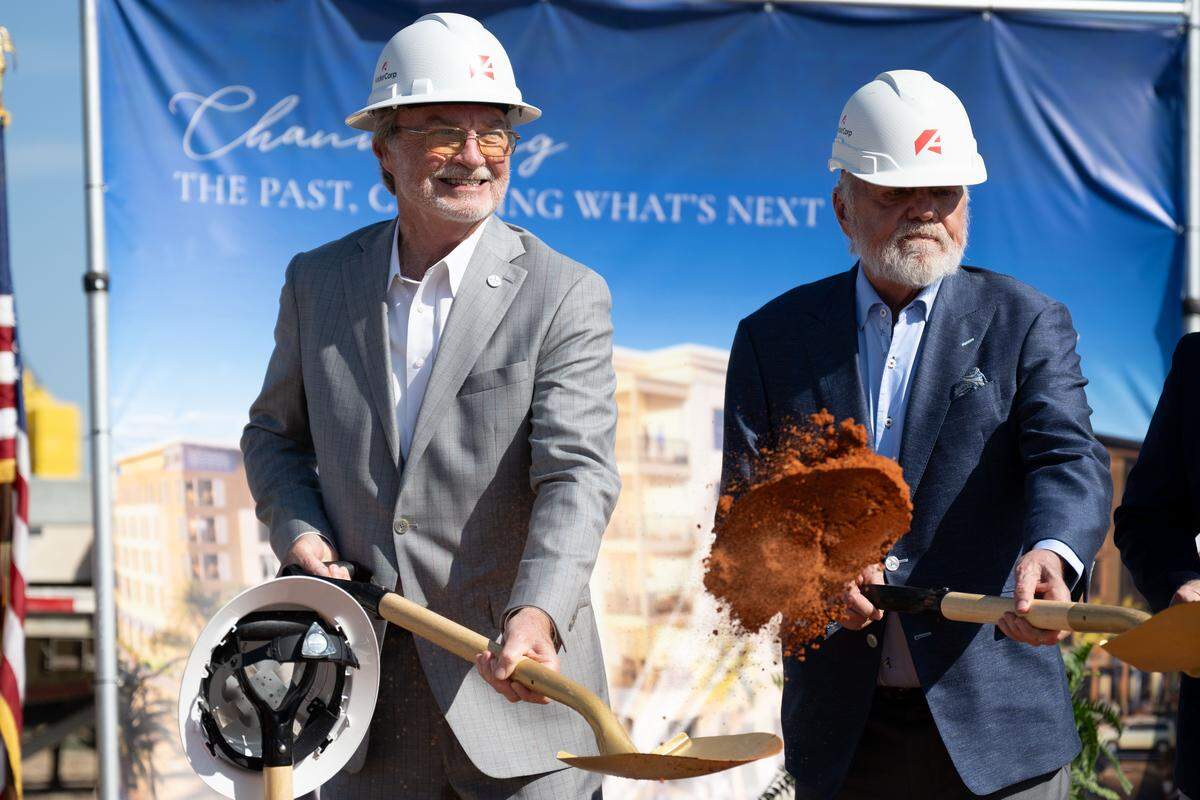 Gulfport Mayor Hugh Keating breaks ground on the Gulfport Town Center on Friday, March 20, 2026.