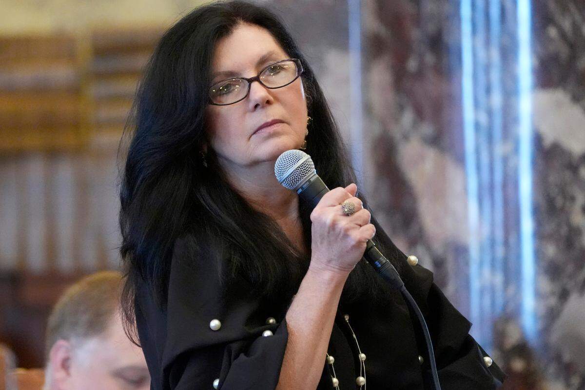 Mississippi State Sen. Angela Hill, R-Picayune, asks a question during the floor debate.