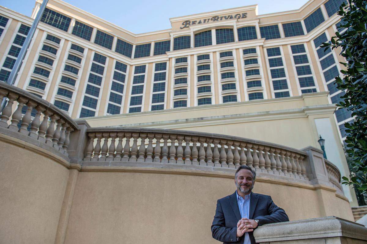 Brandon Dardeau, president and chief operating officer of Southeast Operations at Beau Rivage Resort & Casino, poses for a portrait outside the Biloxi, MS resort. The casino was a winner in USA Today polls for favorite casinos in the country.