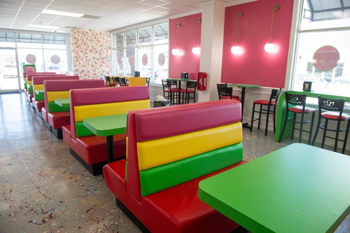 Hot pink and other bright colors and cool treats await customers at Michoacana Ice Cream Parlor in D’Iberville.