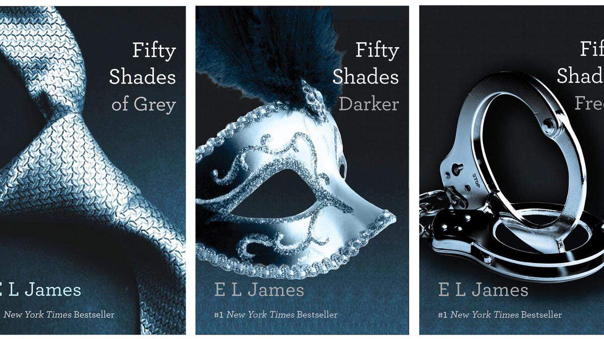 This combo made of book cover images provided by Vintage Books shows the "Fifty Shades of Grey" trilogy by best-selling author E L James.