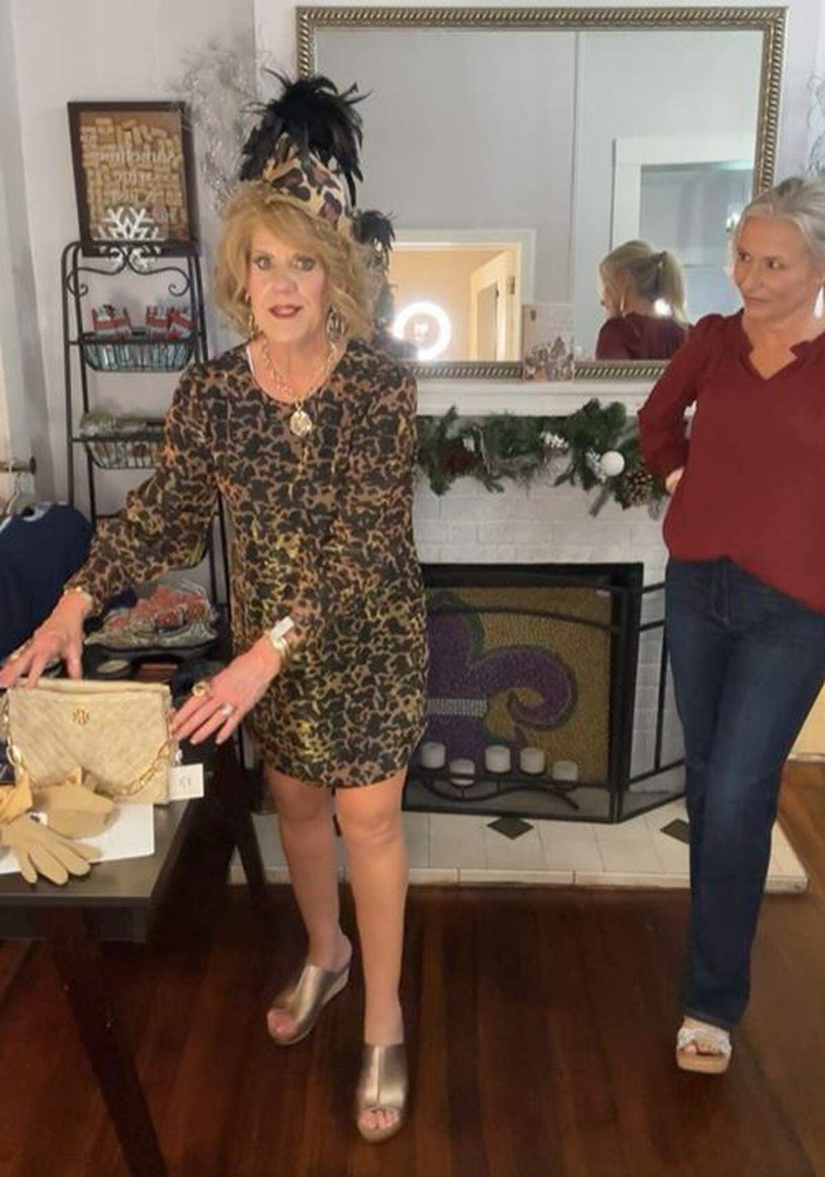 During a weekly Facebook livestream, Biloxi small business owners Leonie Johnston, left, and Andrea Jenkins, right, share items they have on sale this week.