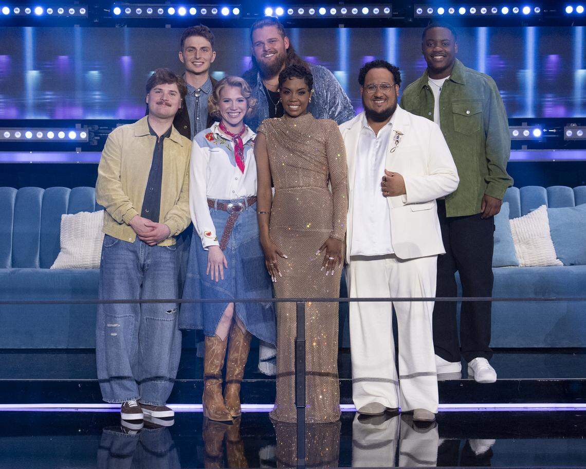 Seven singers will compete Monday night to advance to next week’s episode of ‘American Idol’ Top, from left: Braden Rumfelt, Chris Tungseth and Daniel Stallworth. Bottom, from left: Brooks Rosser, Hannah Harper, Keyla Richardson and Jordan McCullough,