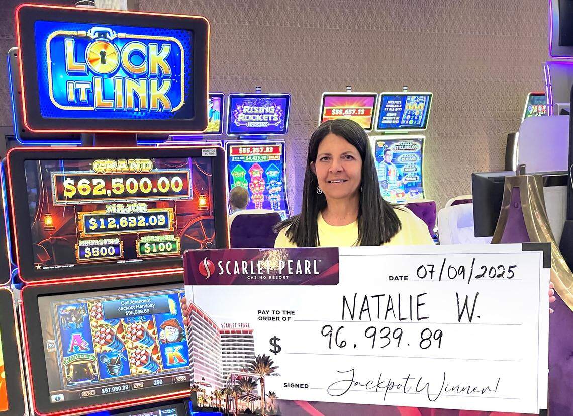 The second big jackpot of the month hit July 9 at Scarlet Pearl Casino in D’Iberville, this time on a slot machine.