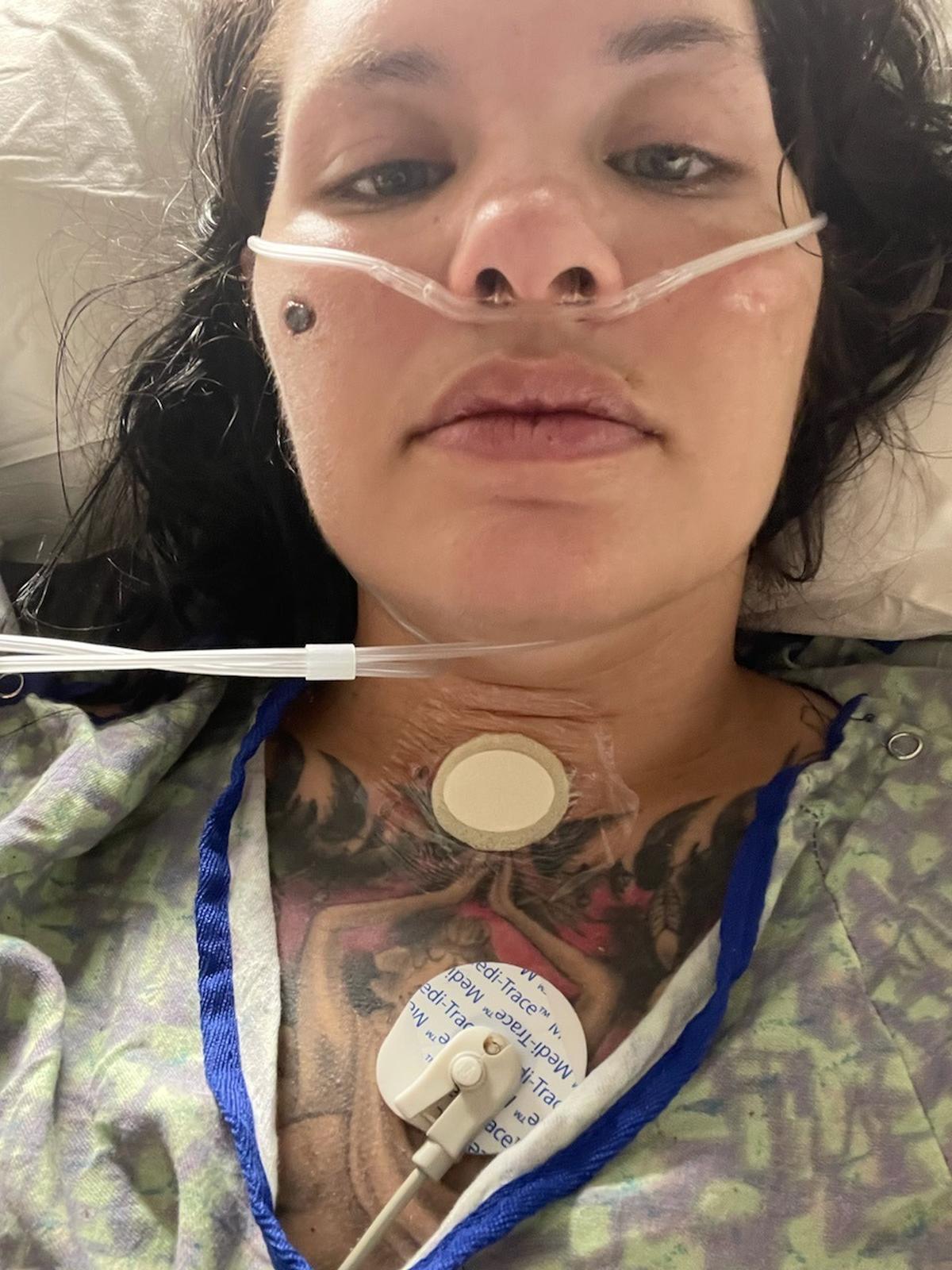 COVID patient Taylor Manning at Memorial’s Select Specialty Hospital - Gulf Coast, recovering from a tracheotomy