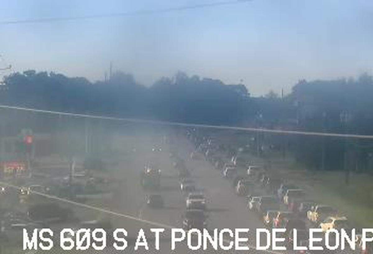 A Mississippi Department of Transportation traffic camera showed heavy backups Tuesday morning after the Fort Bayou Drawbridge malfunctioned.