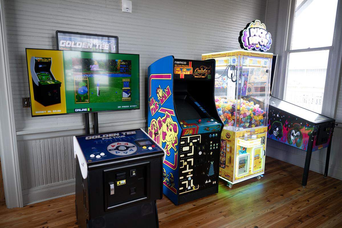 An arcade is part of the fun at Chandeleur Depot Brewpub in Pascagoula