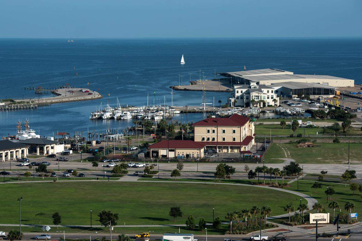 The view of downtown Gulfport from the roof of the Hancock Whitney building on Monday, July 17, 2023.