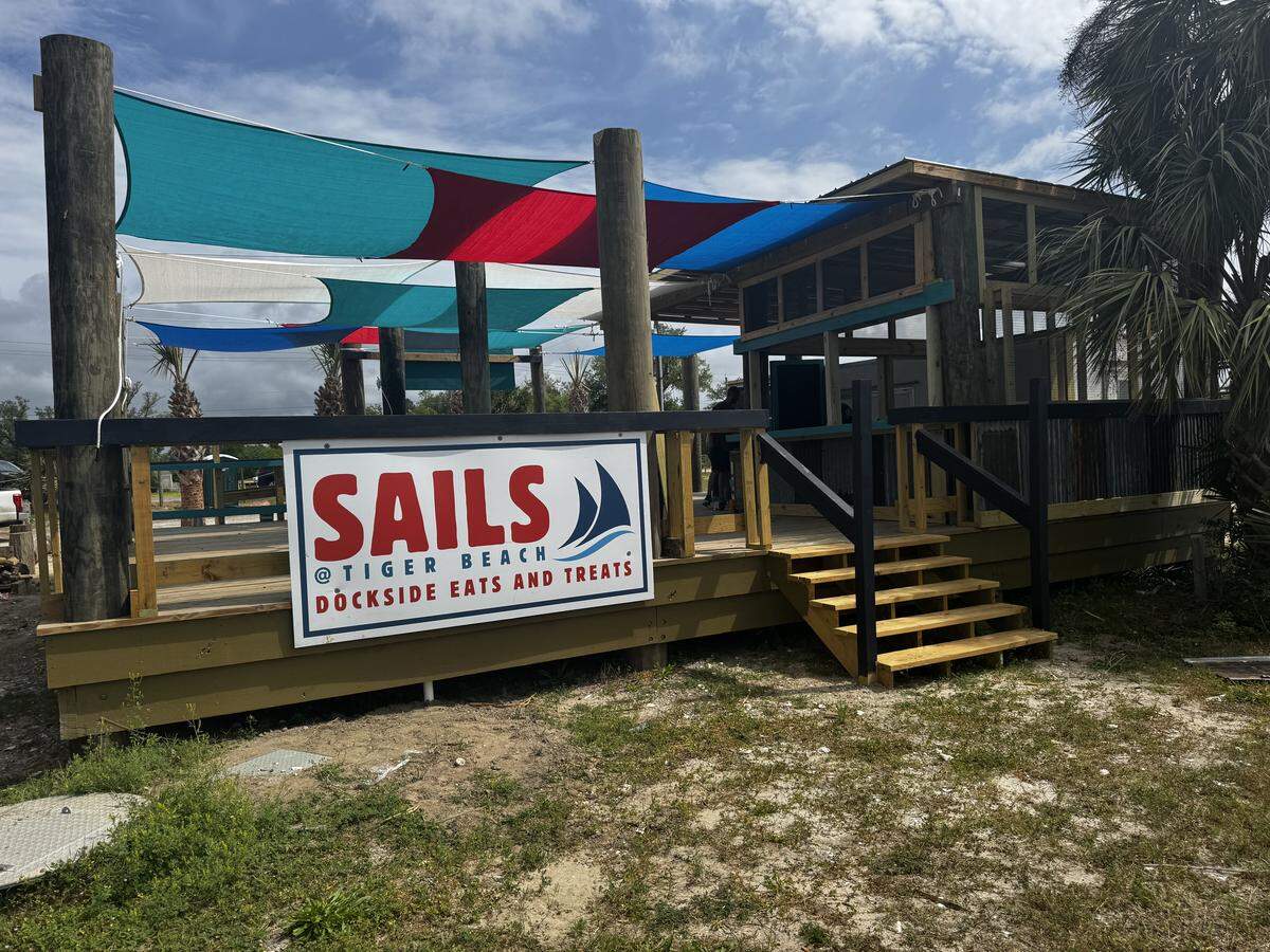 Sails, expected to open in May, will offer takeout hamburgers, chicken fingers, wraps and other food suitable for boating excursions or eating outdoors at Tiger Beach. The venue, which is more than 3 acres, will open in May on Henderson Point at the western end of Harrison County.