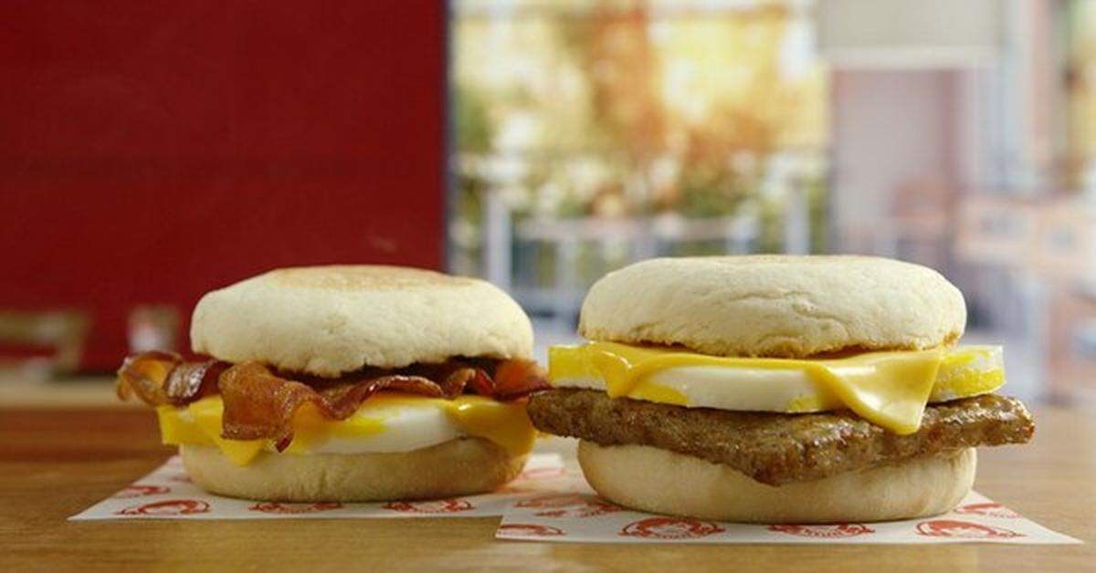 Customers can choose between a Applewood Smoked bacon or a sausage patty on an English Muffin brushed with a “one-of-a-kind” butter spread, Wendy’s said.