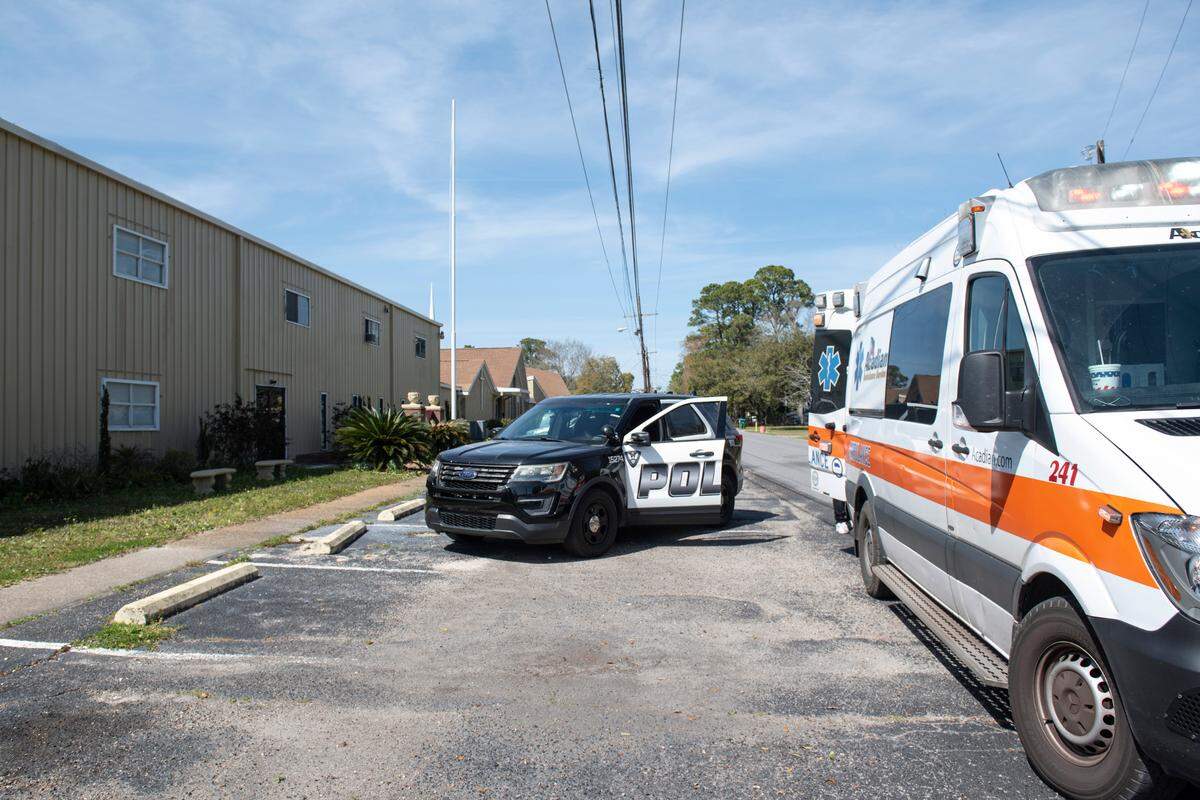 An ambulance and the Pascagoula Police department responded to an incident at Leap of Faith private school in Pascagoula on Monday, March 21, 2022.