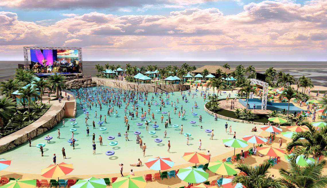 Tropic Falls water park will feature a 30,000 square foot wave pool, called Big Water Bay, when it opens in May 2022.