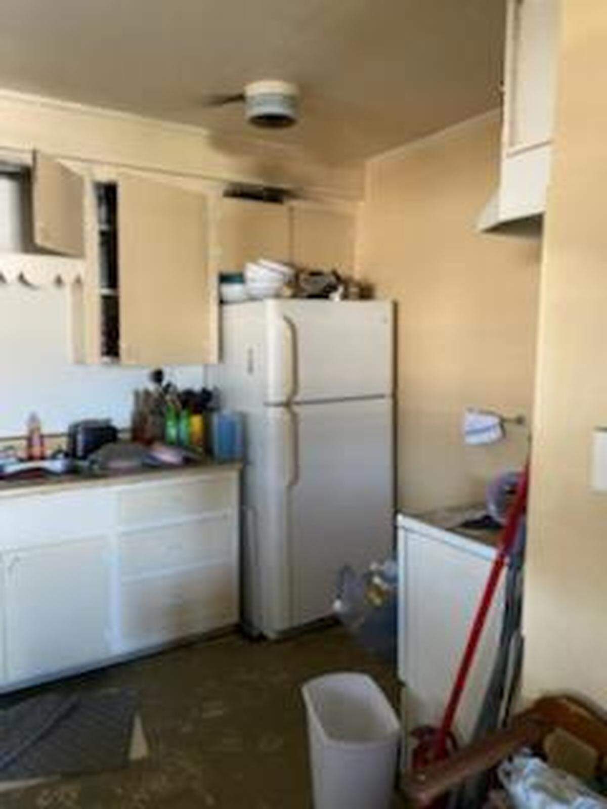 The kitchen inside of a unit at Rodenberg Apartments in Biloxi after an arson fire on Nov. 15, 2021.
