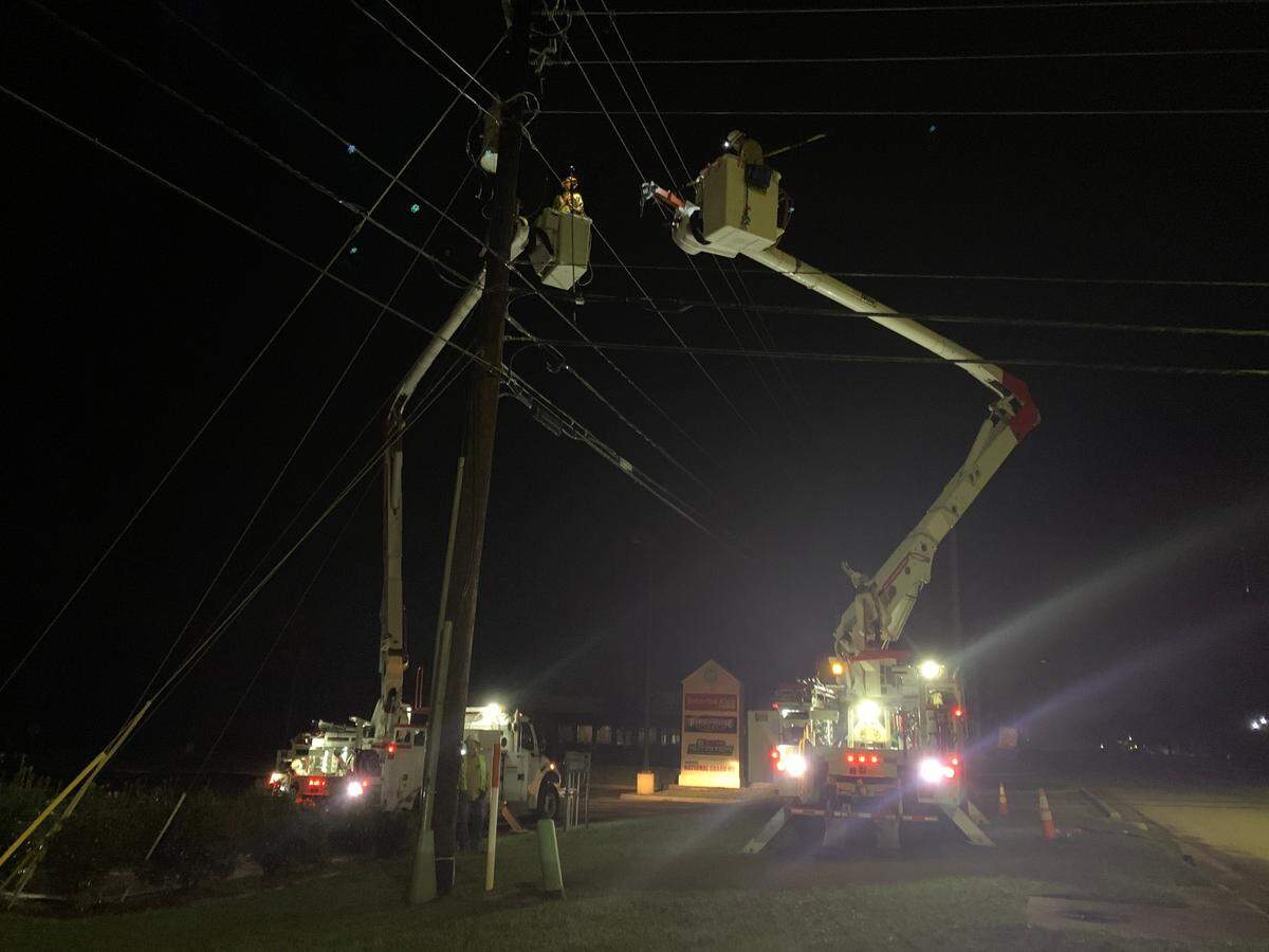 Mississippi Power crews work to restore power in this file photo. Crews are on stand-by at all the electric companies should power go out as Hurricane Francine comes ashore Wednesday night.